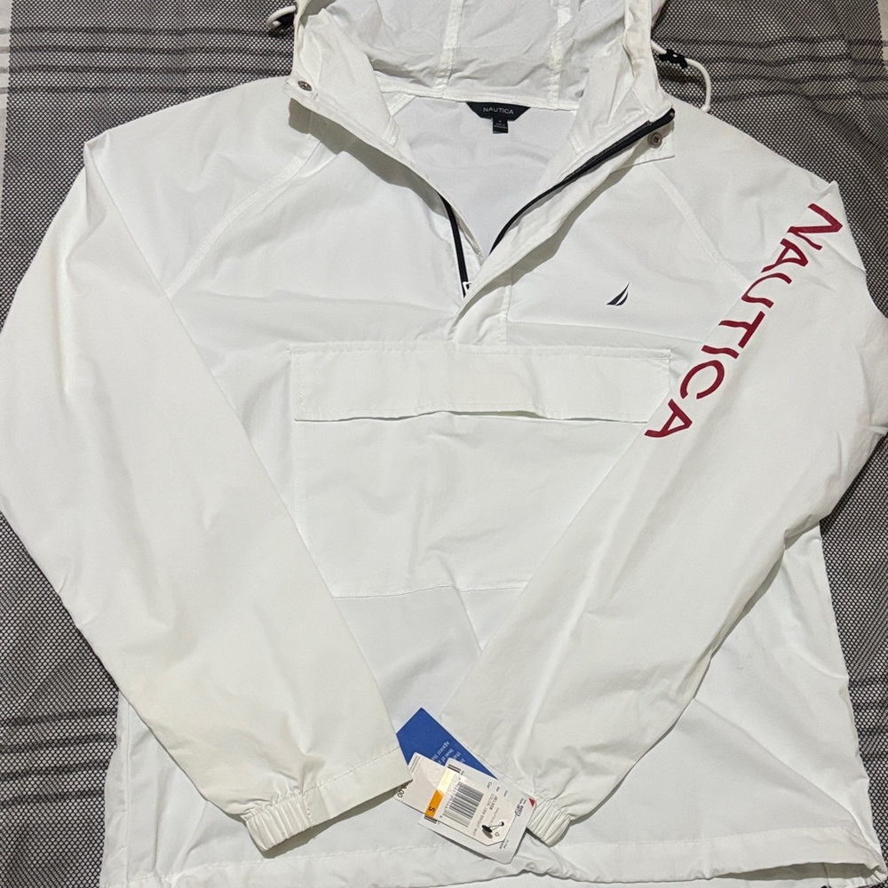 Nautica White Pullover Jacket with Red Logo